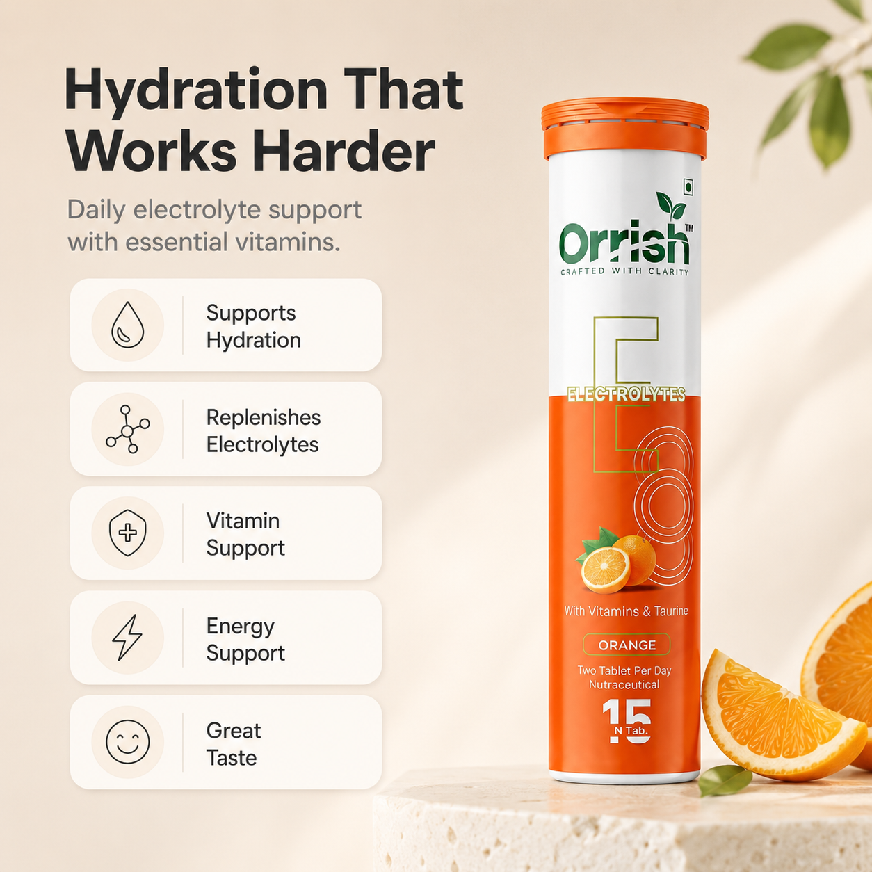 Electrolyte Effervescent Tablets for Hydration & Energy