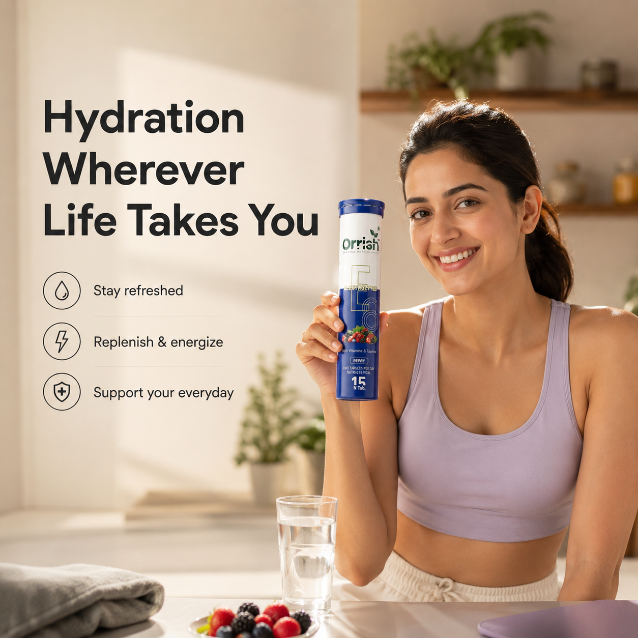 Electrolyte Effervescent Tablets for Hydration & Energy