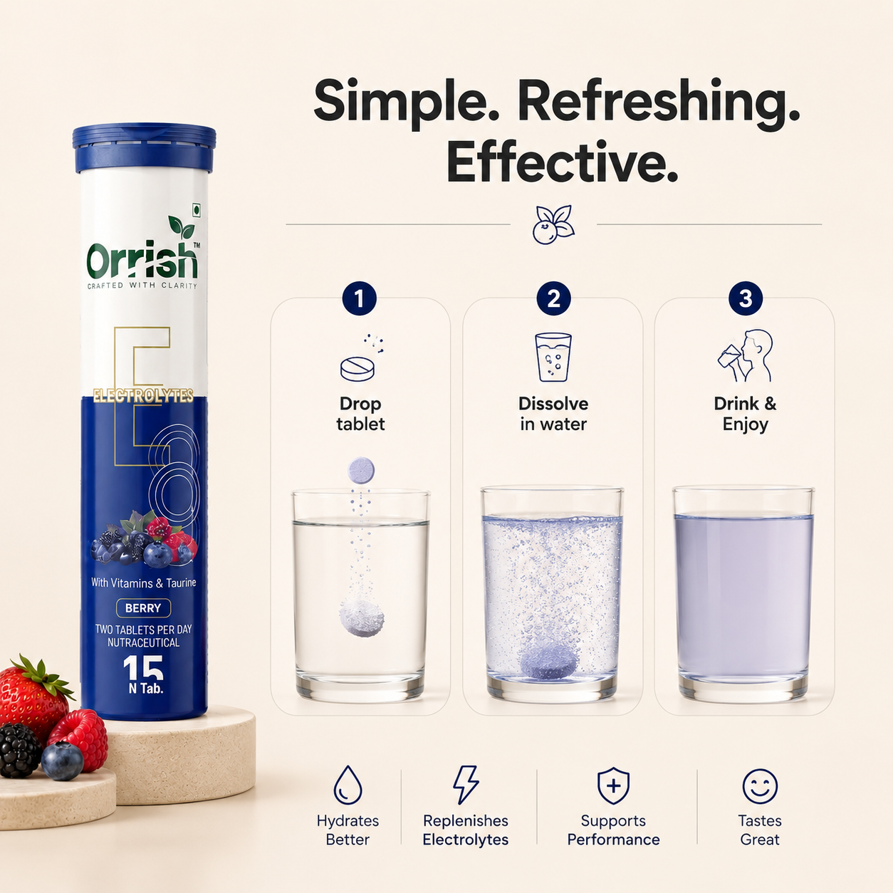 Electrolyte Effervescent Tablets for Hydration & Energy