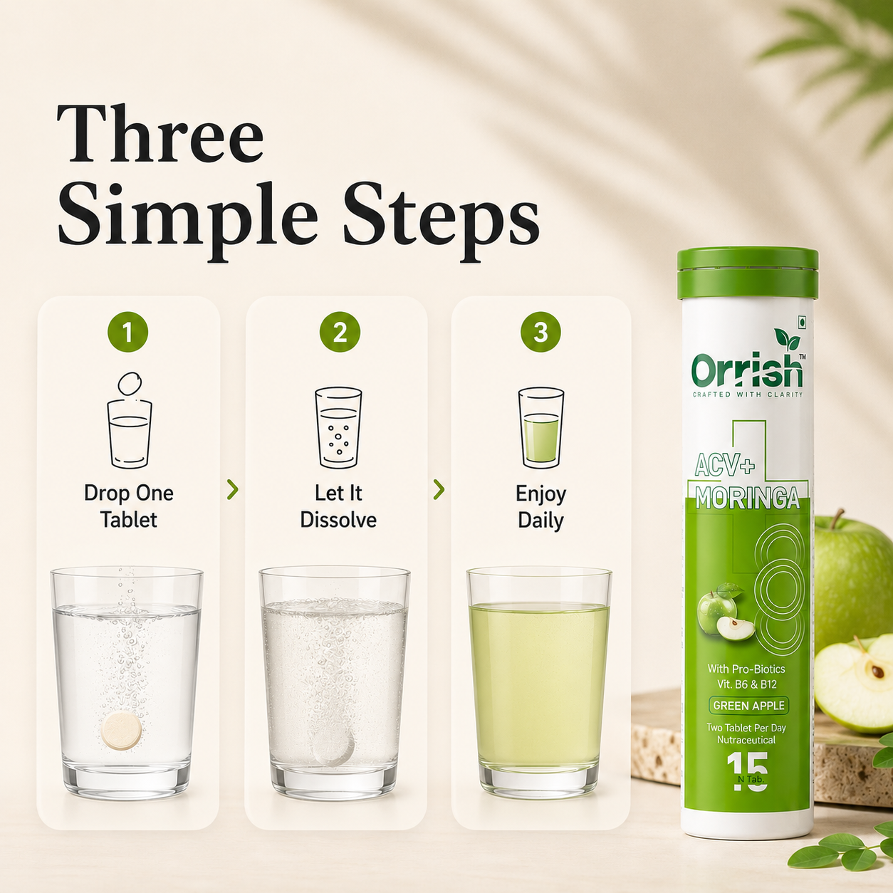 ACV + Moringa for Craving Control | Green Apple Flavour